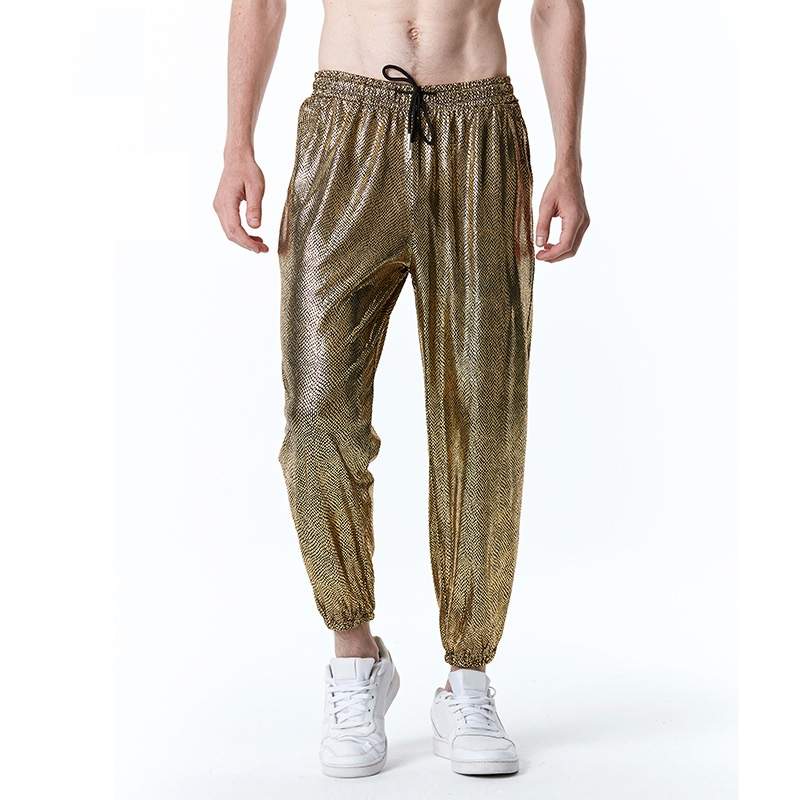 Shiny Gold Men's Sequin Pants, Rave Clothing at Affordable Prices