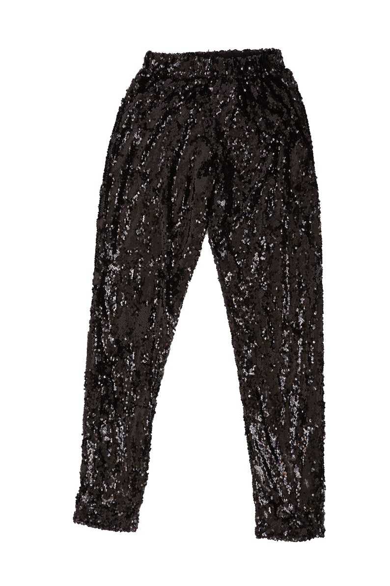 Women's Burning Man Pants, Black Sequin Leggings, Black Sequin Trousers, Sequin Suit, Festival outfit, Rave Pants#6