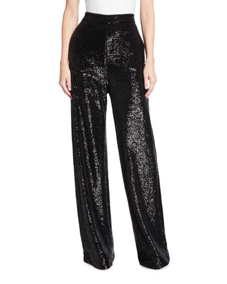 Sparkly Black Striped Sequin Pants - All Bottoms