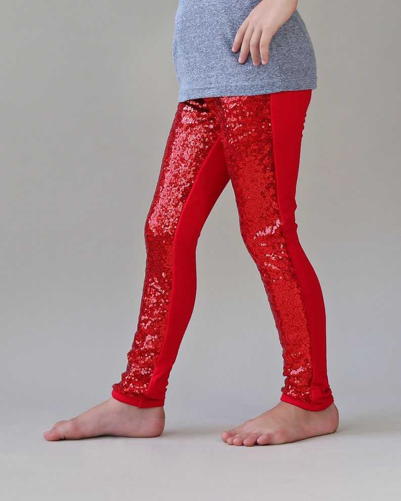 Red Sequin Pants, Red Legging, Red Sequin Leggings, Bell Bottoms#3
