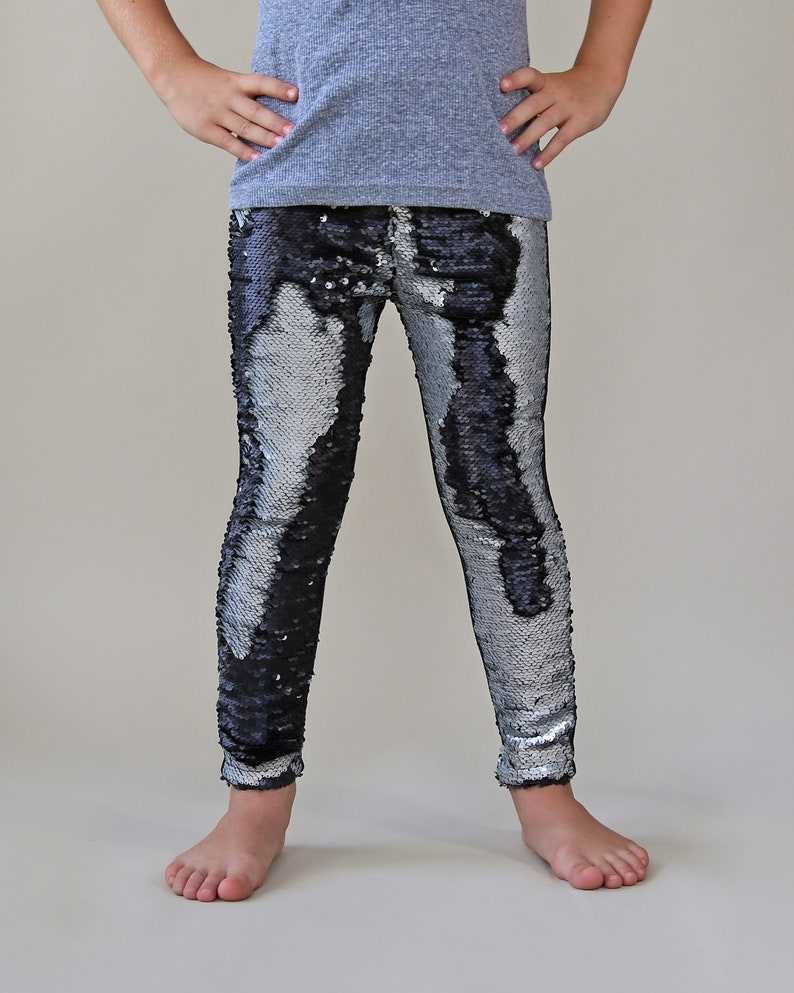Black and Silver Reversible Sequined Pants, Flip Sequin Pants, Black and Silver Sequined Pants, Magic Sequin Pants#6