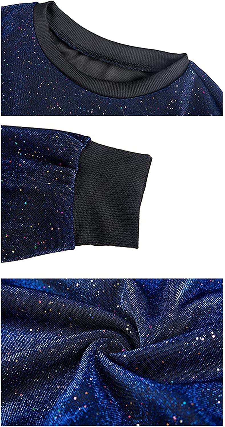 Women's Sequin 2 Piece Outfits, Long Sleeve Glitter Tops, Bodycon Pants, Party Clubwear Set#5
