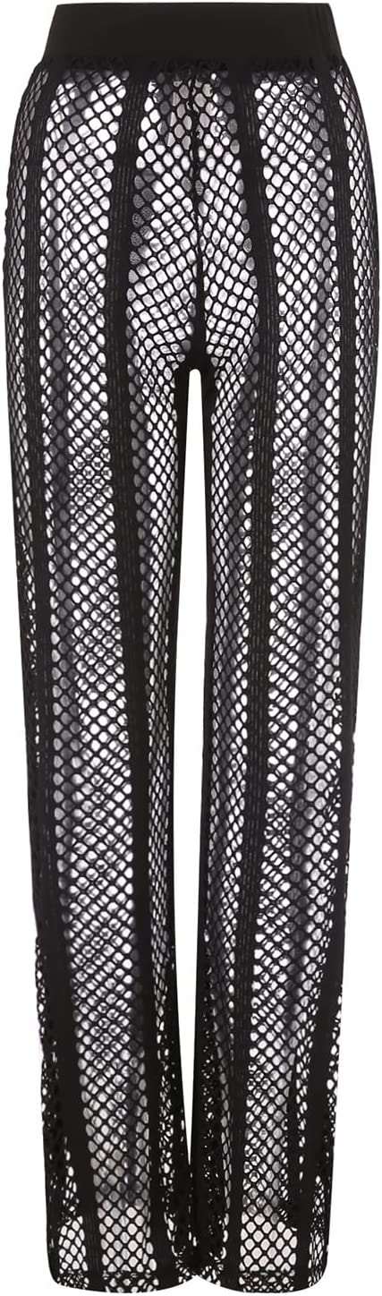 Women's Sequin Mesh Pants, Glitter Pants Ladies Sparkle, High Waist Wide Leg Trousers, Clothes for Festival Clubwear#5