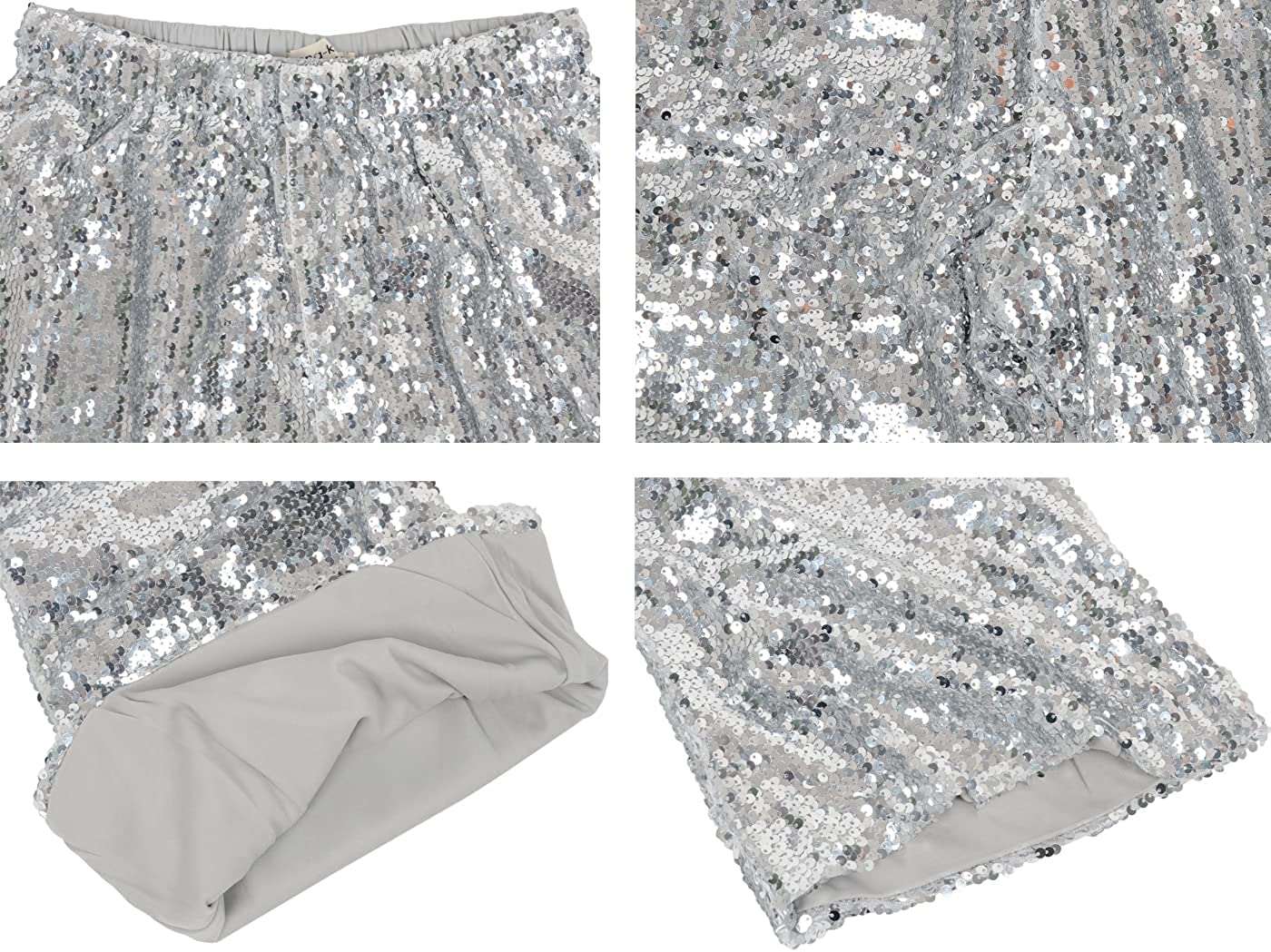 Women's Elastic Waist Sparkly Sequin Pants, 70's Disco Wide Leg Flare Pants, Party Jumpsuits Rompers#6