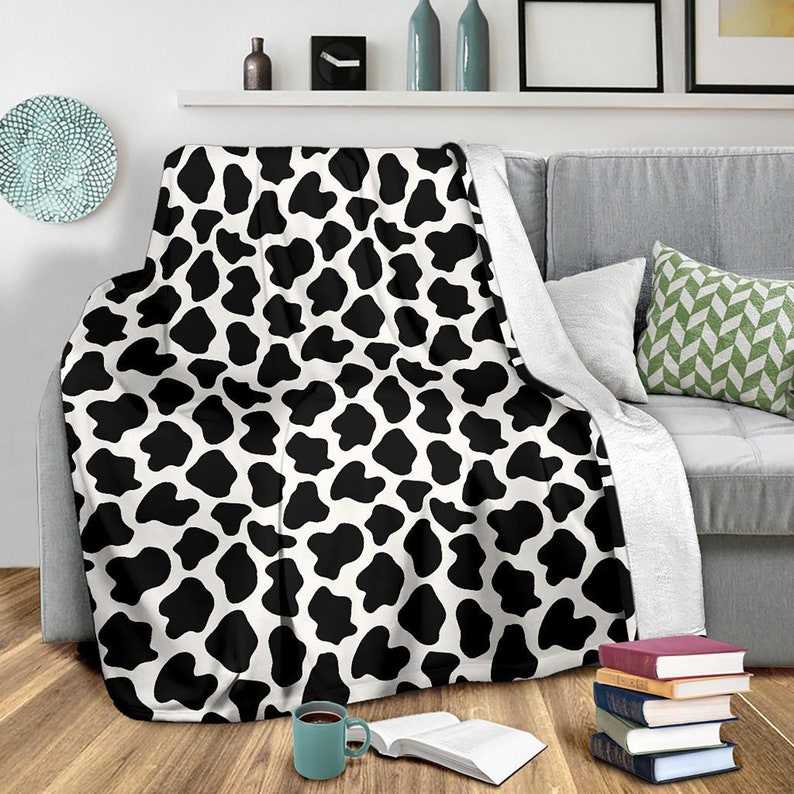 Cow Print Fleece Blanket, Cute Cow Blanket Gift