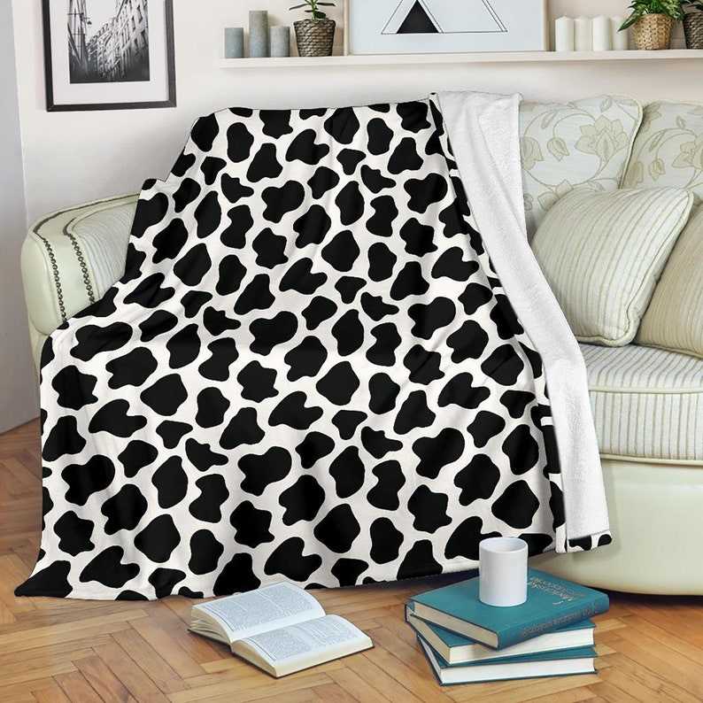 Cow Print Fleece Blanket, Cute Cow Blanket Gift