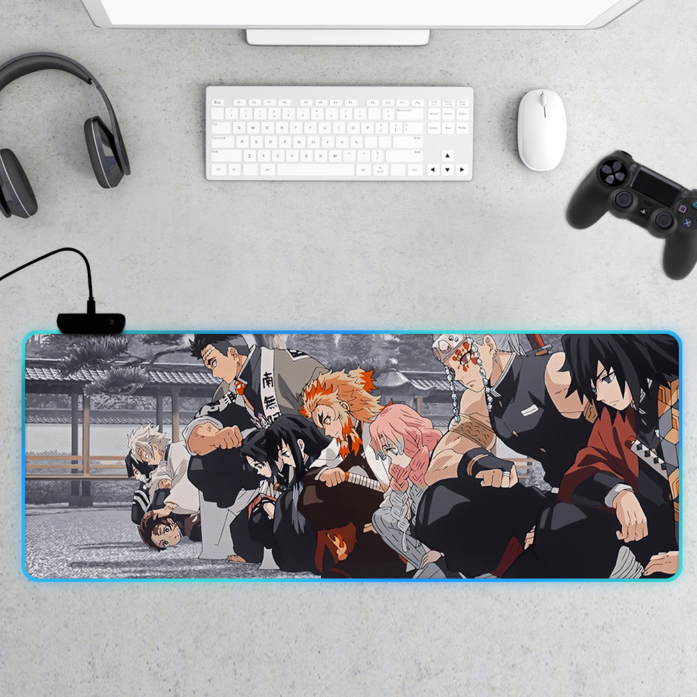 Anime RGB Genshin impact Gaming Mats Mousepad Anime Cartoon Size Gamer Mouse  Pad XXL Keyboard Desk