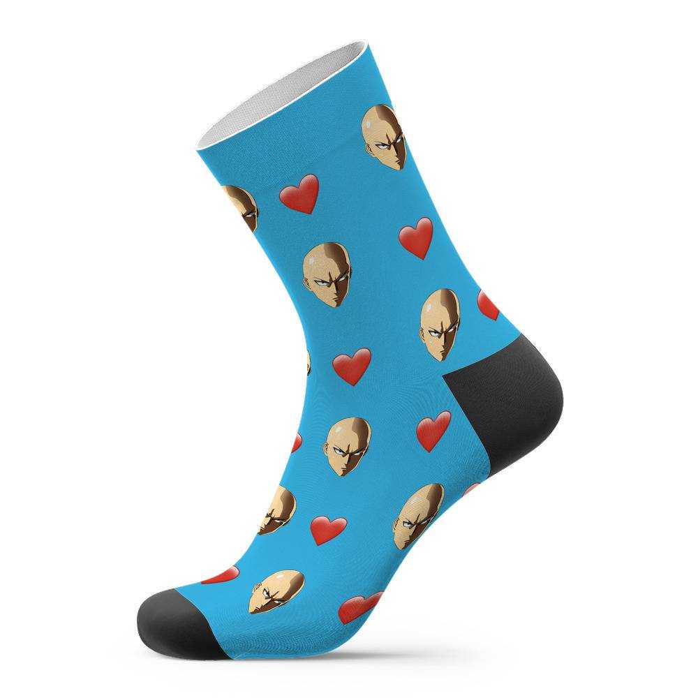 Anime Jackets Socks Custom Photo Socks Heart Socks Blue