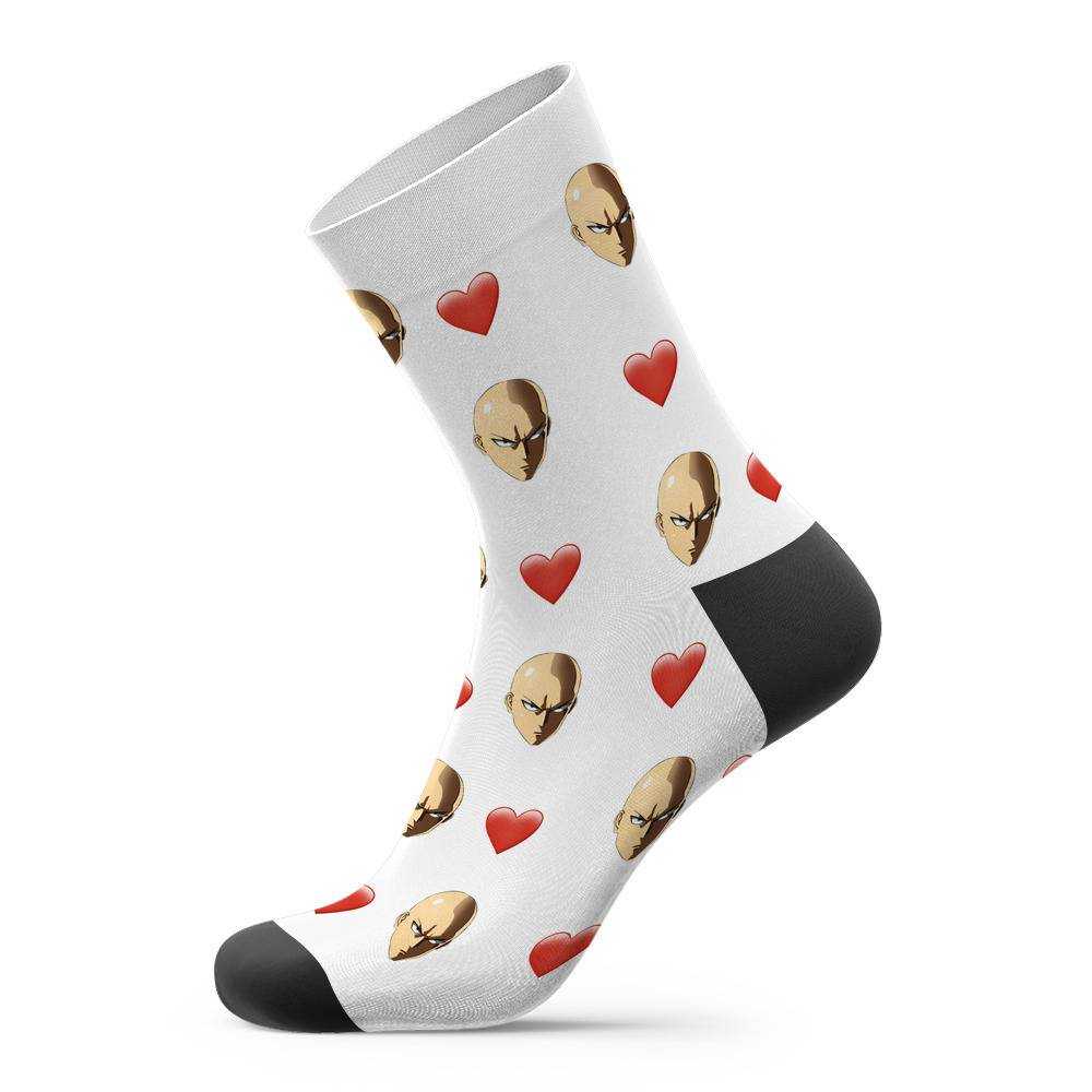 Anime Jackets Socks Custom Photo Socks Heart Socks White