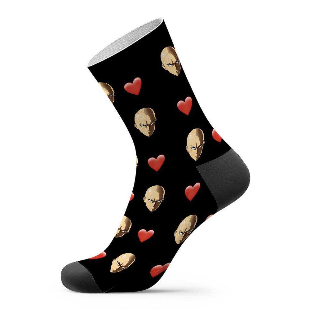 Anime Jackets Socks Custom Photo Socks Heart Socks Black