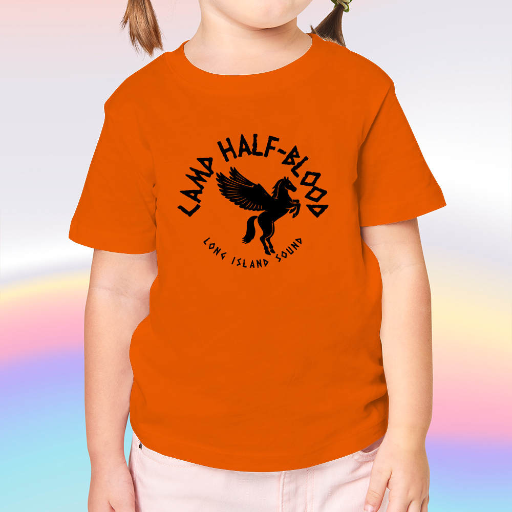 Camp Half Blood Kids T-Shirt Orange Pegasus Percy Jackson Greek