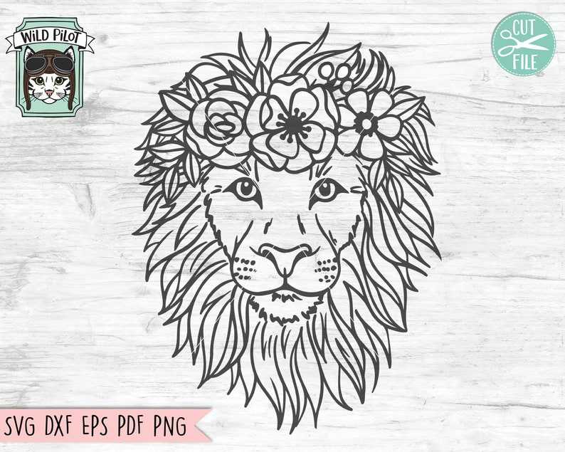 Lion Svg Lion With Flower Crown Svg Cute Lion Face Svg 