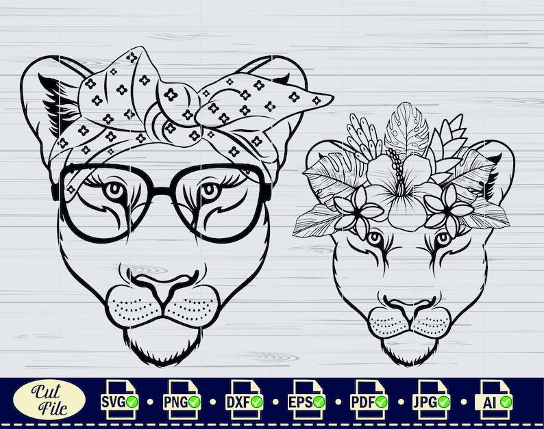 Lion Svg File Lion With Flowers Svg Floral Lion Svg Lion Head Svg#3