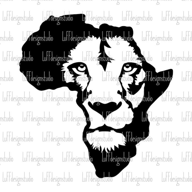 Africa Map With Lion Face Svg Black Lion King Svg#6