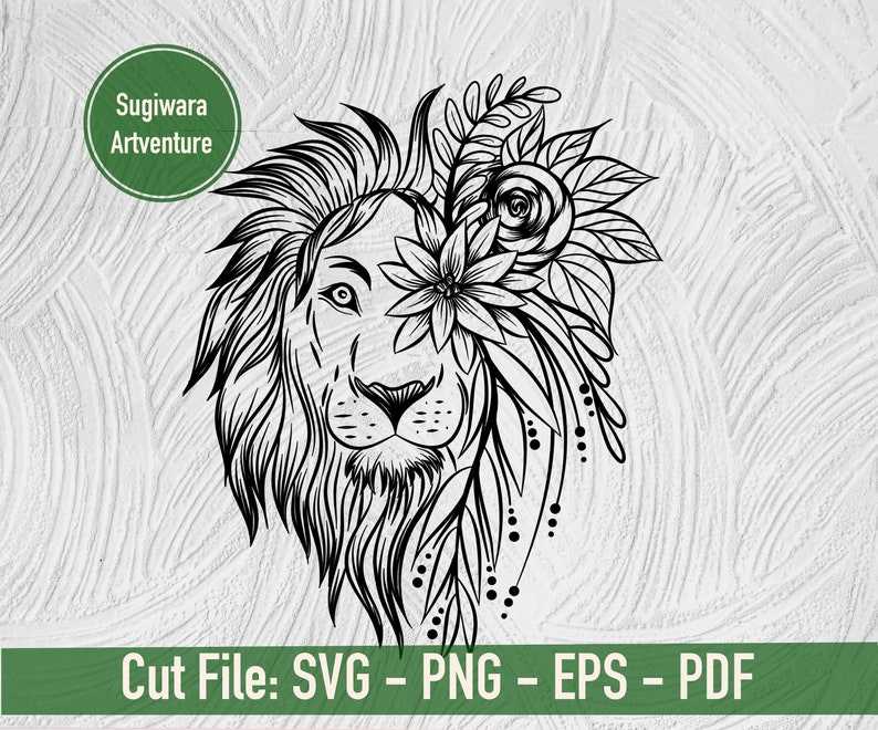 Lion Head Flowers SVG Lion Svg Lion King Svg Floral  Lion Face Svg Files For Cricut 