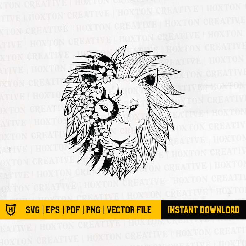 Lion Svg Lion Flower Svg Lion Face Svg Watercolor Lion Svg Cutting File#1