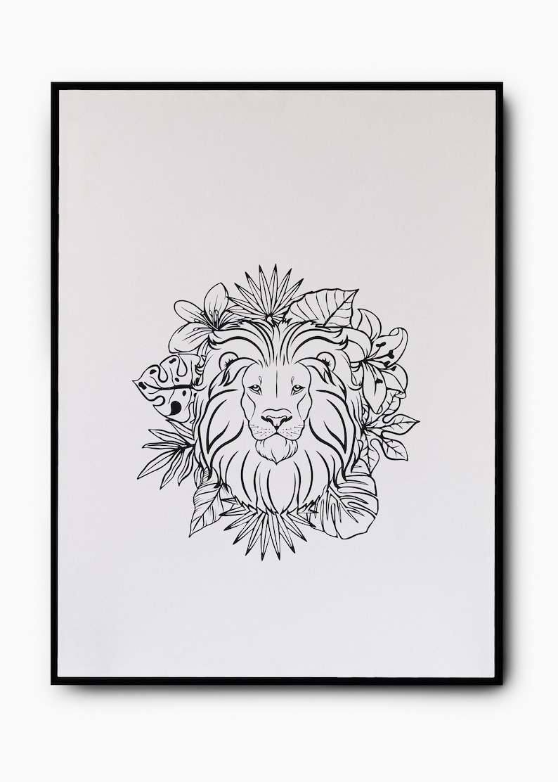Lion Face Svg Lion with Flower Crown SVG