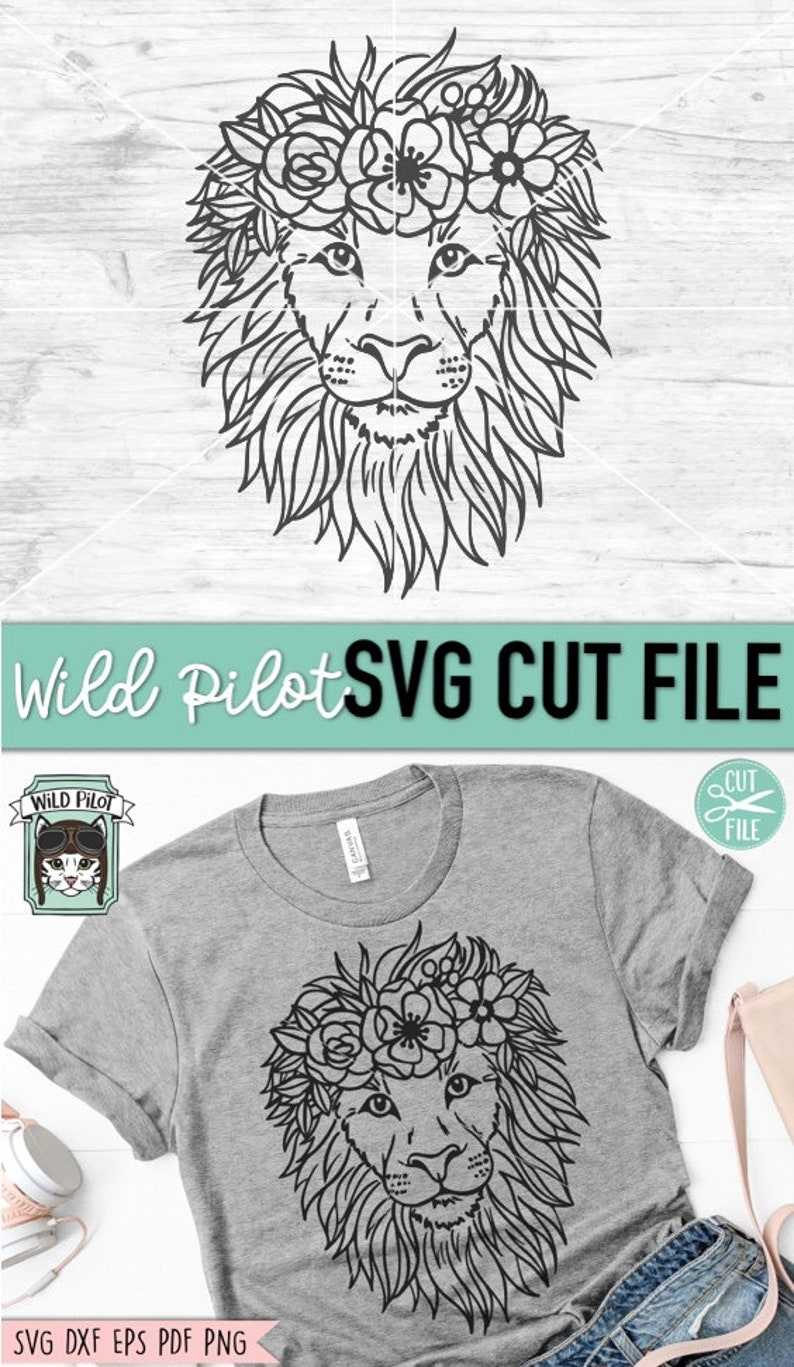 Lion Svg Lion With Flower Crown Svg Cute Lion Face Svg#4