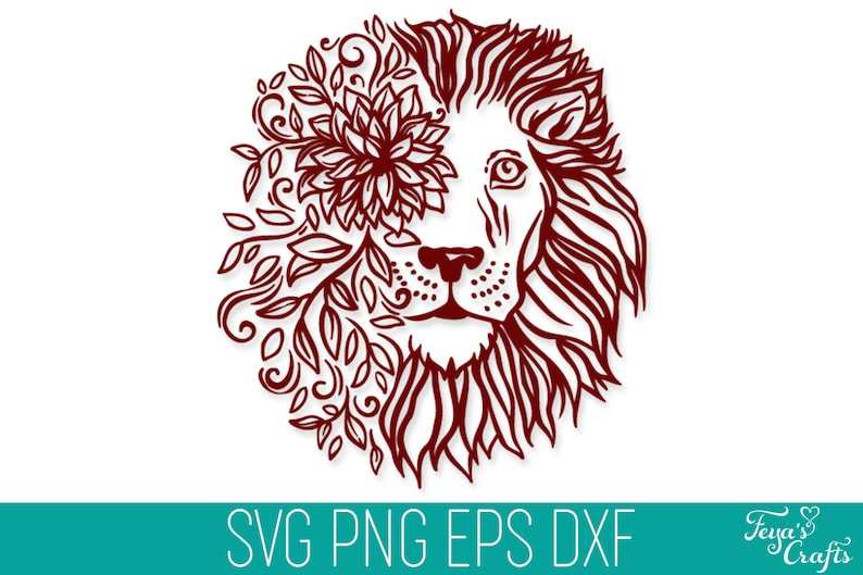 Floral Lion Head SVG Lion Head Flowers Svg Lion Face SVG 