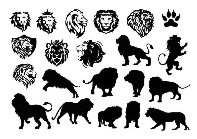 Lion Bundle Svg Lion Head Svg King Lion Svg Lion Silhouette 