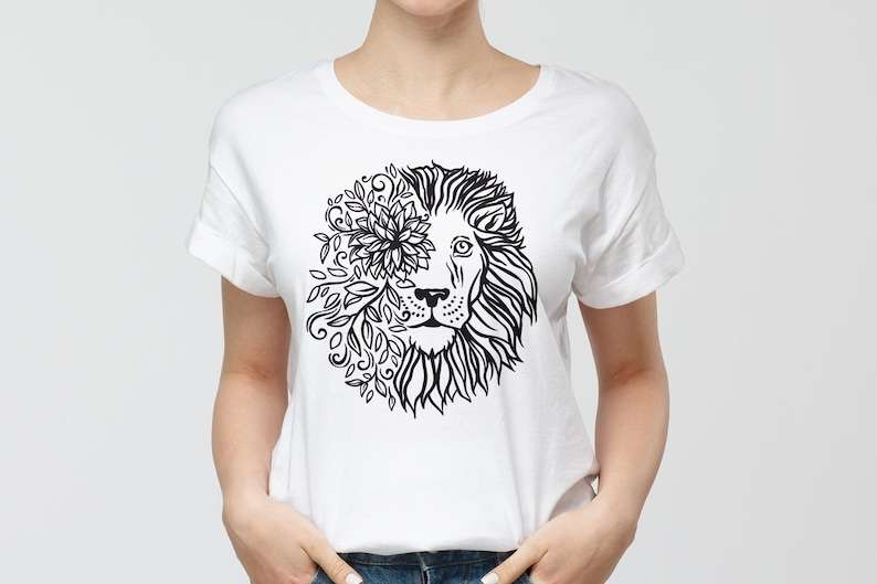 Floral Lion Head SVG Lion Head Flowers Svg Lion Face SVG