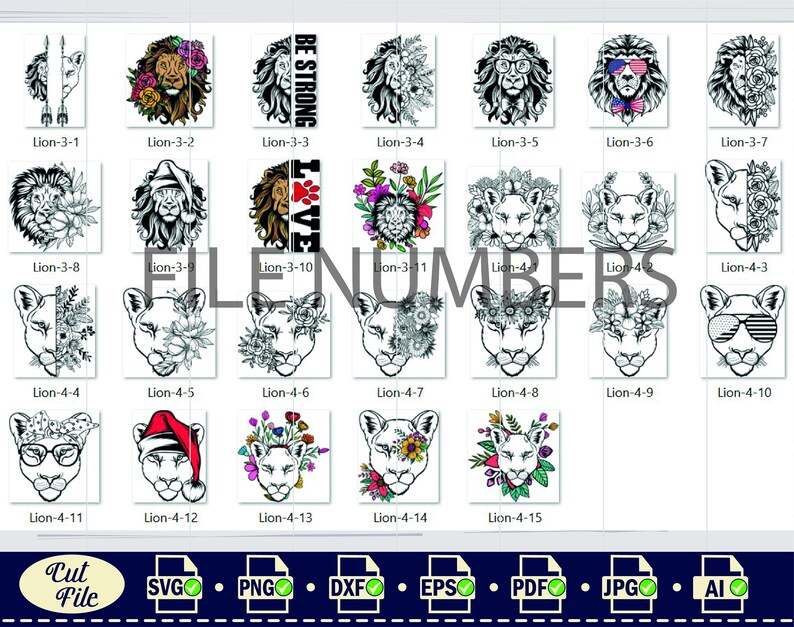 Lion Svg File Lion With Flowers Svg Floral Lion Svg Lion Head Svg#10