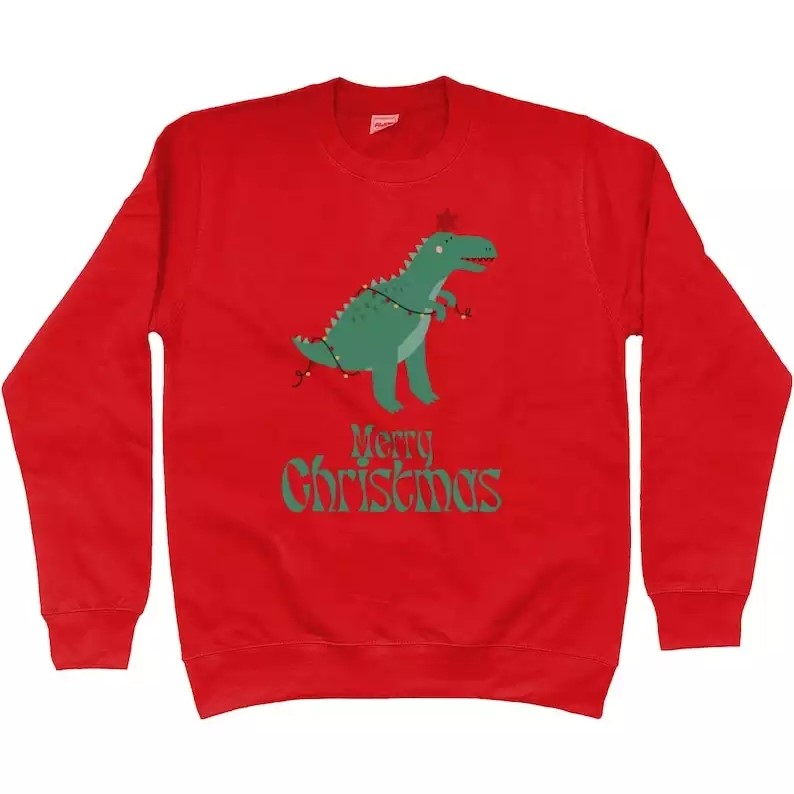 Ladies dinosaur christmas online jumper