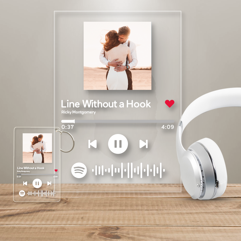 Spotify Vaso Personalizado Música Placas Escaneable Spotify Código Marco Con UN Gratis Mismo Diseño Llavero - 4.7IN X 7.1IN / 2.1IN X 3.4IN - myspotifyplaquees