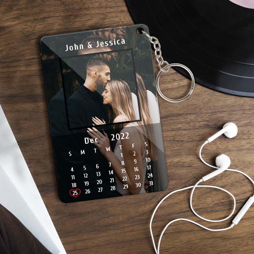 Custom Calendar Couples Keychain Photo and Text Keychain Gifts for Boyfriend Girlfriend Husband Wife -  myspotifyplauqees