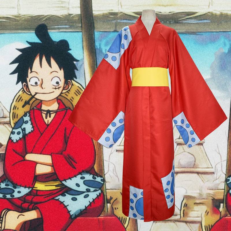 One Piece Luffy Costume - Red Kimono Luffy Cosplay