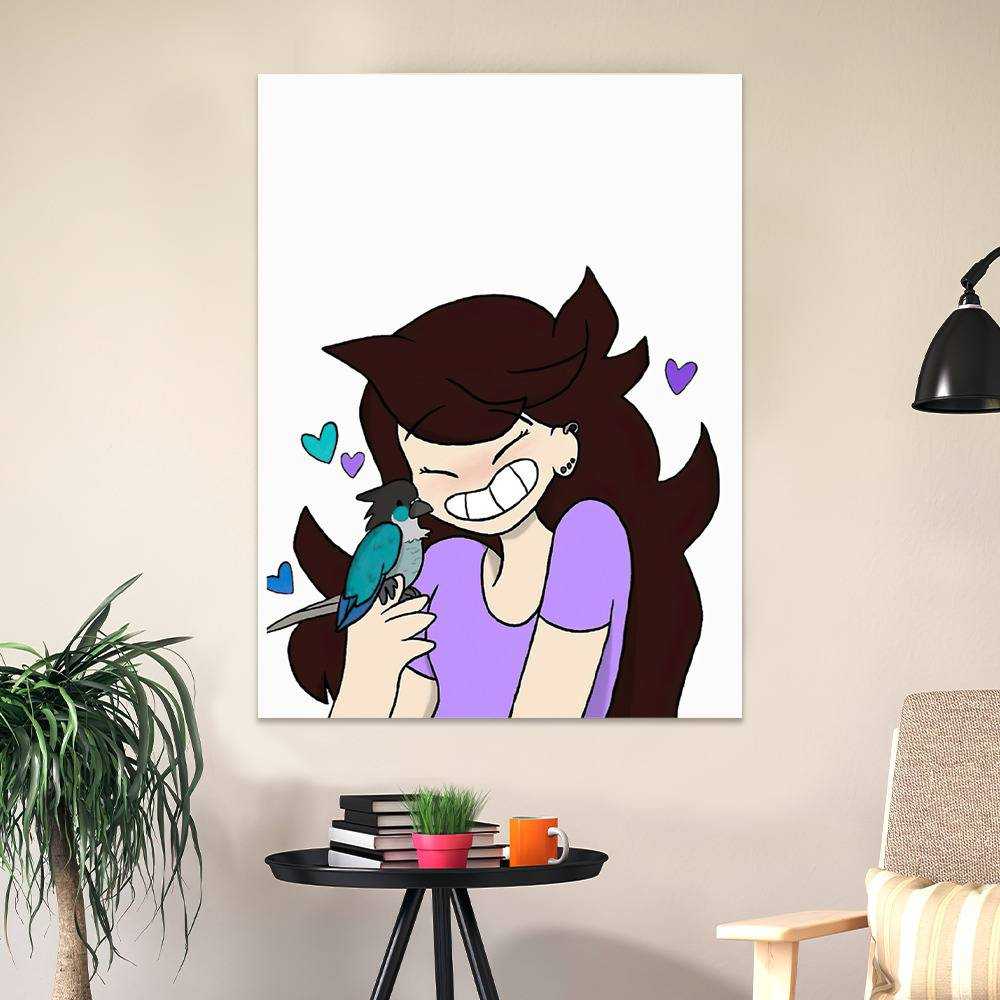 Jaiden animations and her bird, cute moment and pink hearts, parrot  watching you funny T-Sh Poster for Sale by YesTeeDesign