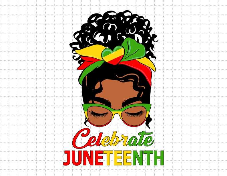 Juneteenth Svg, Black Women Messy Bun Celebrate Juneteenth Svg - Juneteenth 1865 - Freedom Day Svg#1