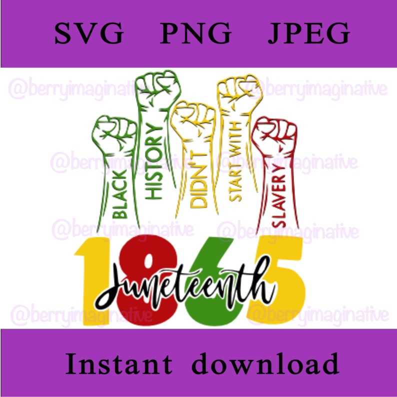 Juneteenth 1865 Svg, Juneteenth SVG/JPG/PNG - Instant Download - Black Red Green Yellow#1