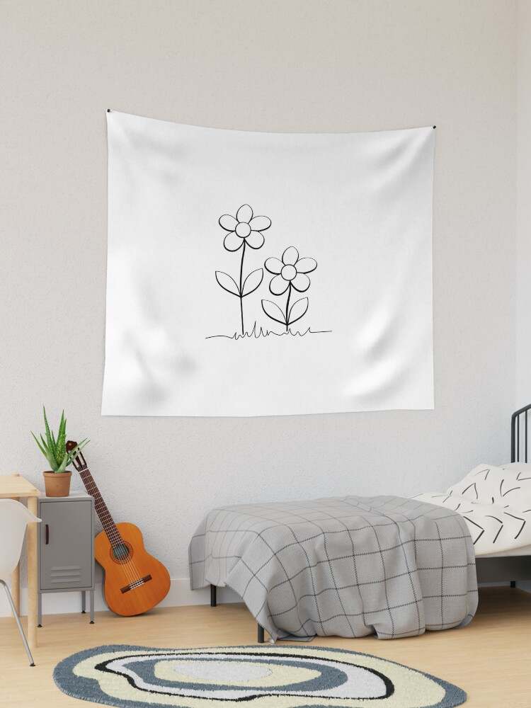 Black And White Wall Tapestry Highest Quality Flowers Tapestry#1