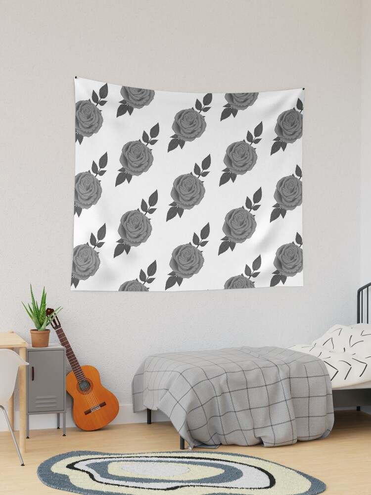 Black White And Grey Tapestry Highest Quality Black and white Roses Pattern Tapestry#1