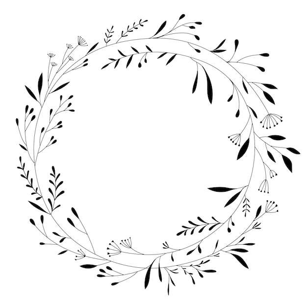 Wreath Svg Free, Free Vector Hand Drawn Floral Frame Svg | wreathsvg.com