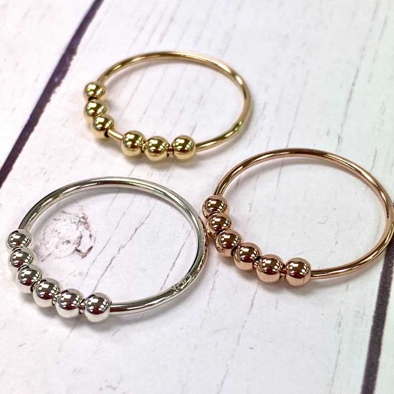 Spinner Ring, Anxiety Bead Ring with 6 Beads