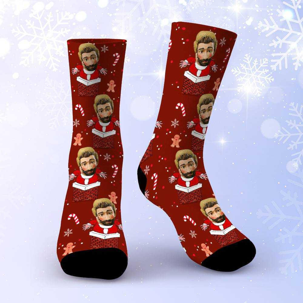 Ajr Socks Custom Photo Socks Christmas Socks Santa Claus Print