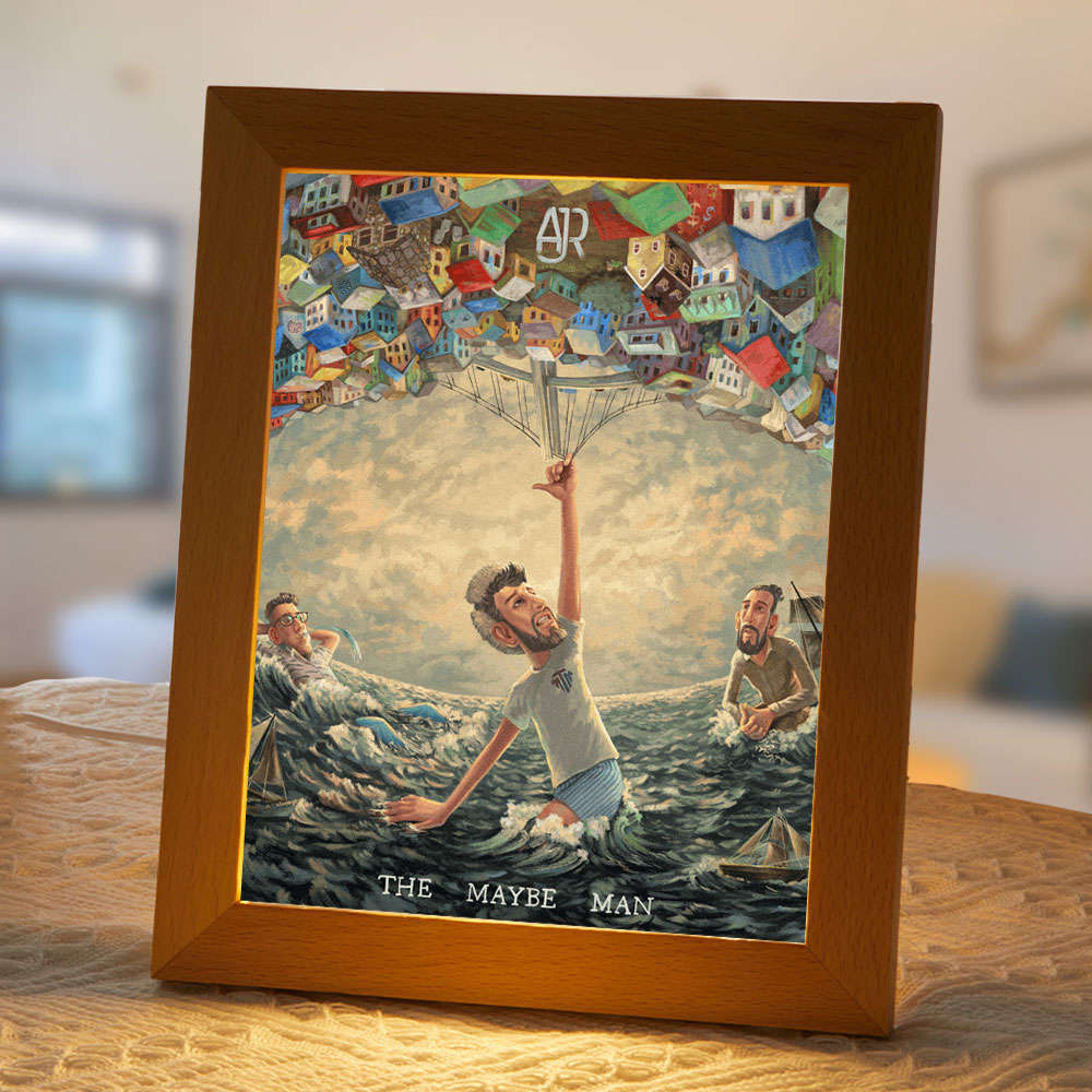 AJR Lamp Classic Celebrity Night Light The Maybe Man by AJR Lamp with Wooden Frame