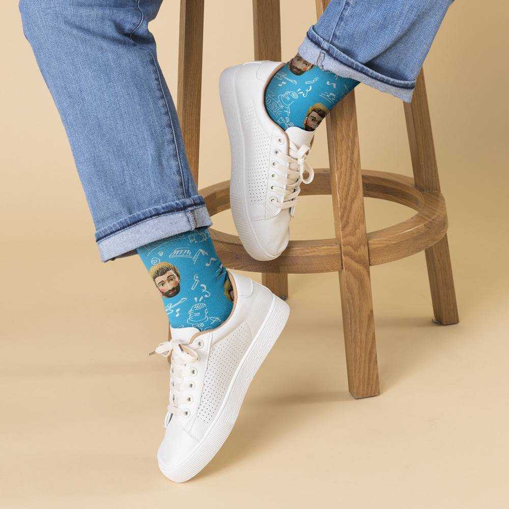 Ajr Socks Custom Photo Socks Musical Instruments Pattern Socks Blue