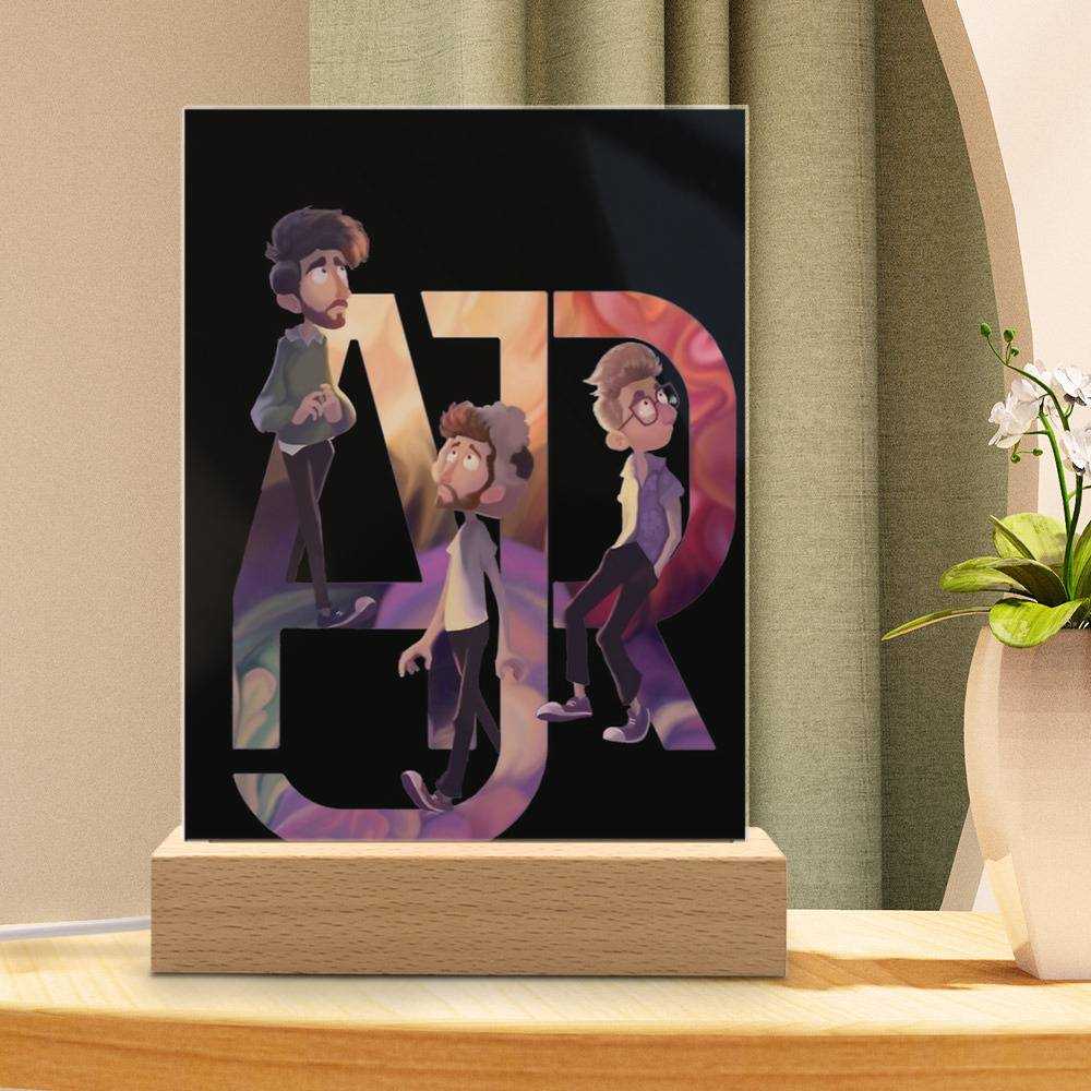 Ajr Lamp Classic Celebrity Night Light The Weak by Ajr Lamp with Wooden Base