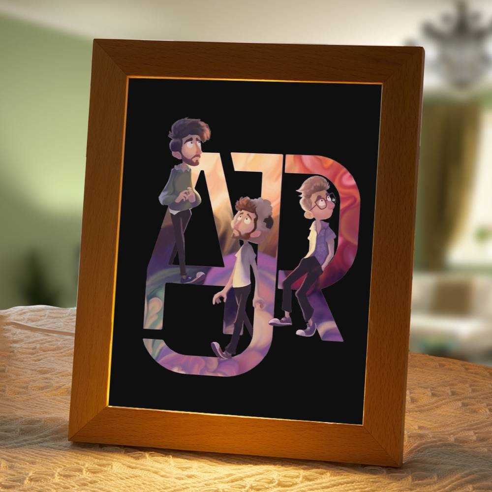 Ajr Lamp Classic Celebrity Night Light The Weak by Ajr Lamp with Wooden Frame