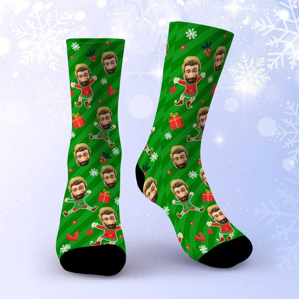 Ajr Socks Custom Photo Socks Christmas Socks Santa Elf Print