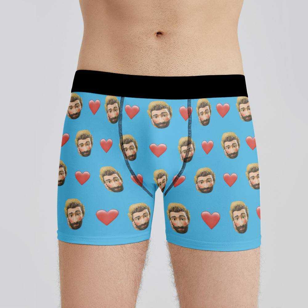Ajr Boxers Custom Photo Boxers Men's Underwear Heart Boxers Blue
