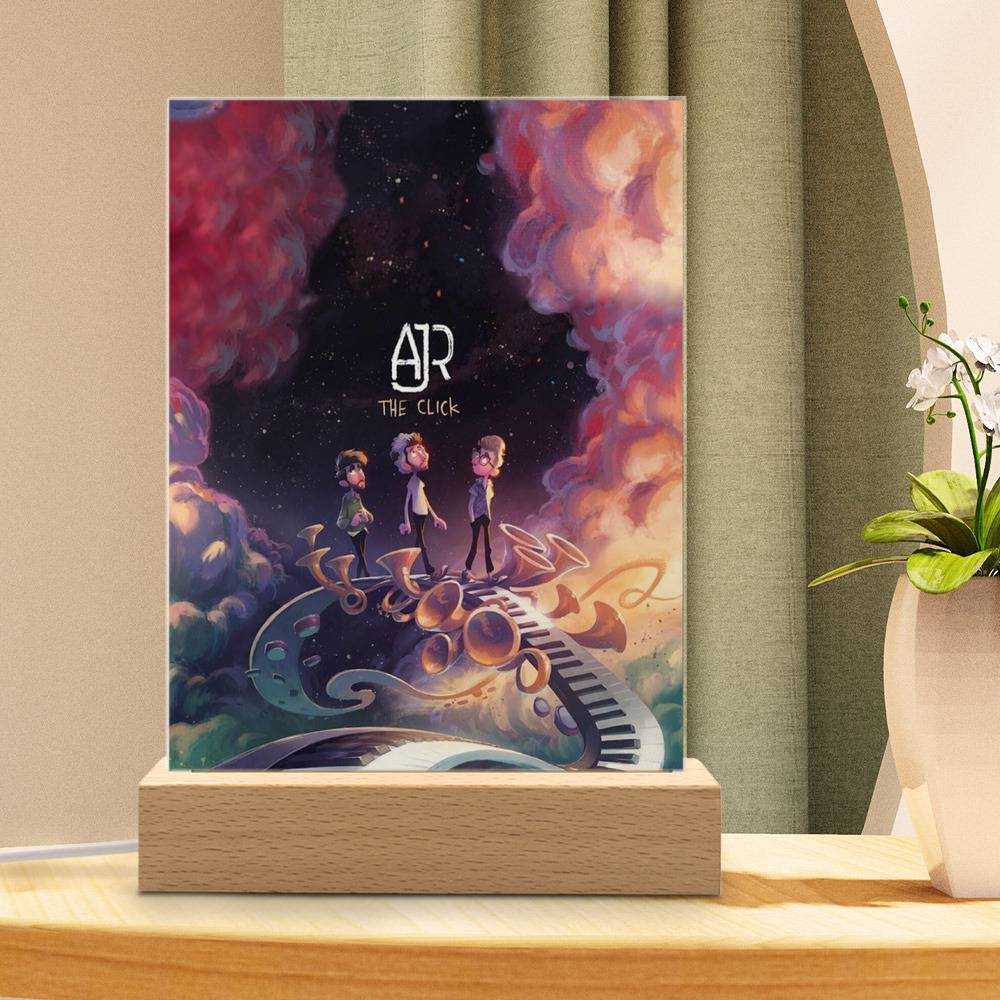 Ajr Lamp Classic Celebrity Night Light The Click Tour by Ajr Lamp with Wooden Base