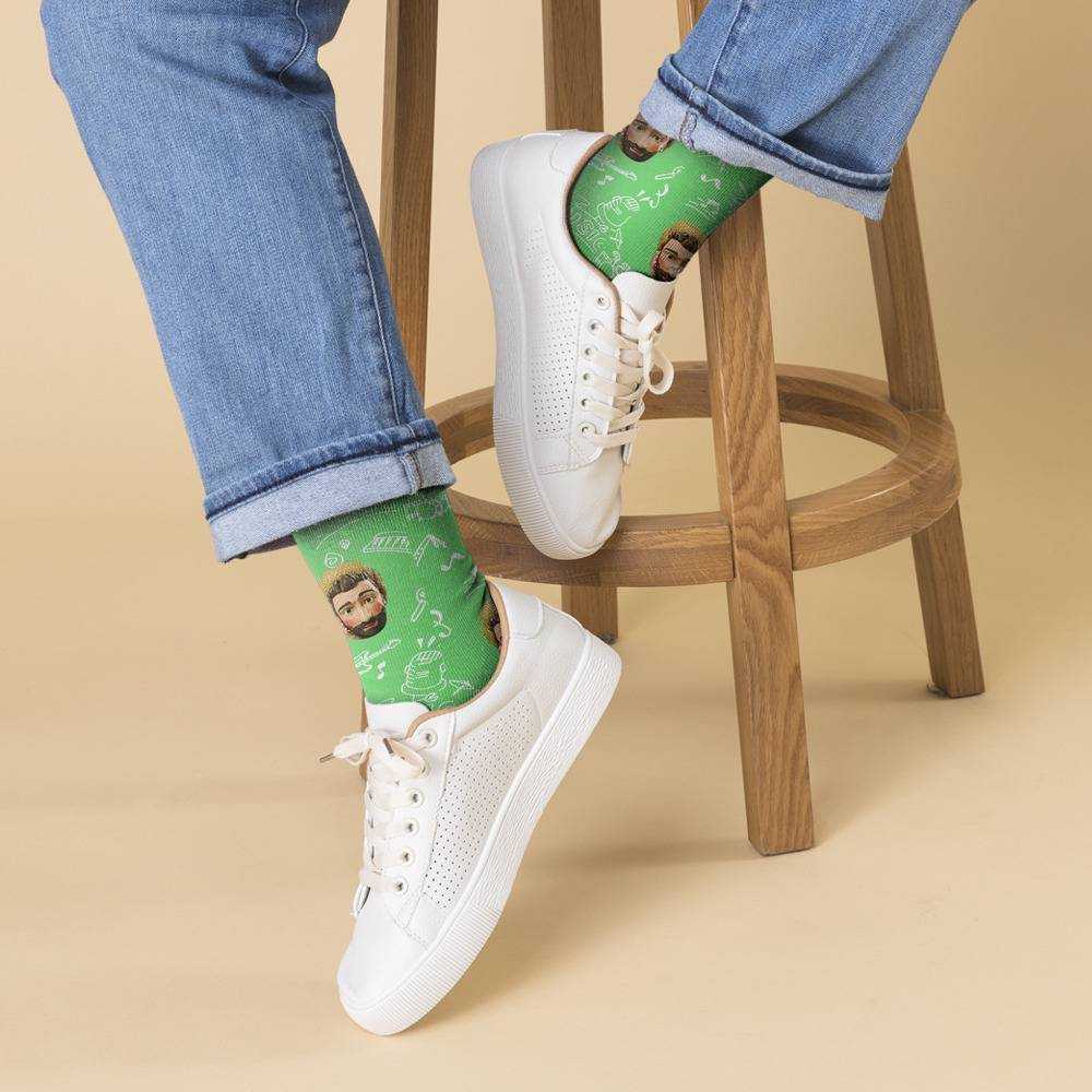 Ajr Socks Custom Photo Socks Musical Instruments Pattern Socks Green
