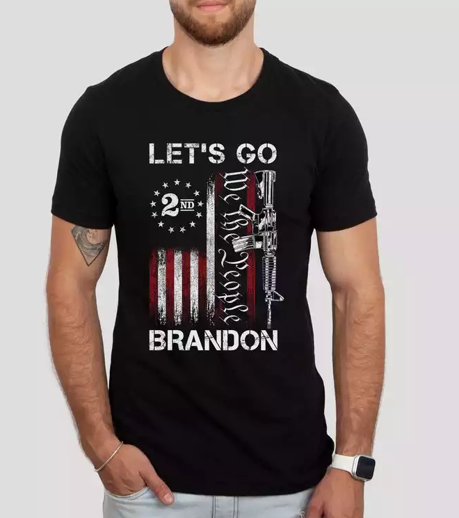 Statement Apparel Let's Go Brandon T-Shirt, Black, Small 