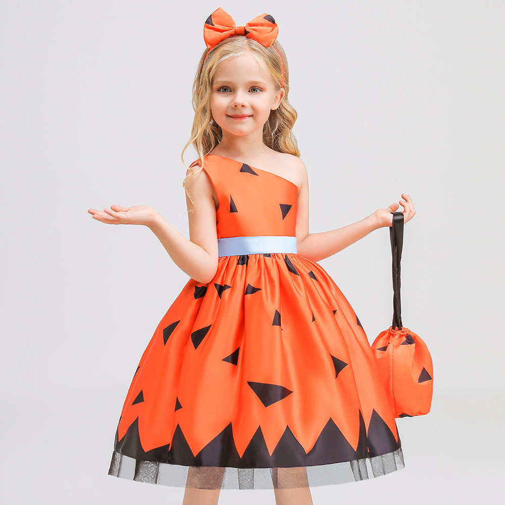 Arancione Baby Pebbles Flintstone Costume Tutu Dress neonate Birthday Party  Costume bambini vestiti di Halloween puntelli fotografici - AliExpress