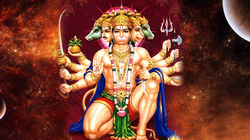 Hanuman With Five Faces And Weapons Hanuman