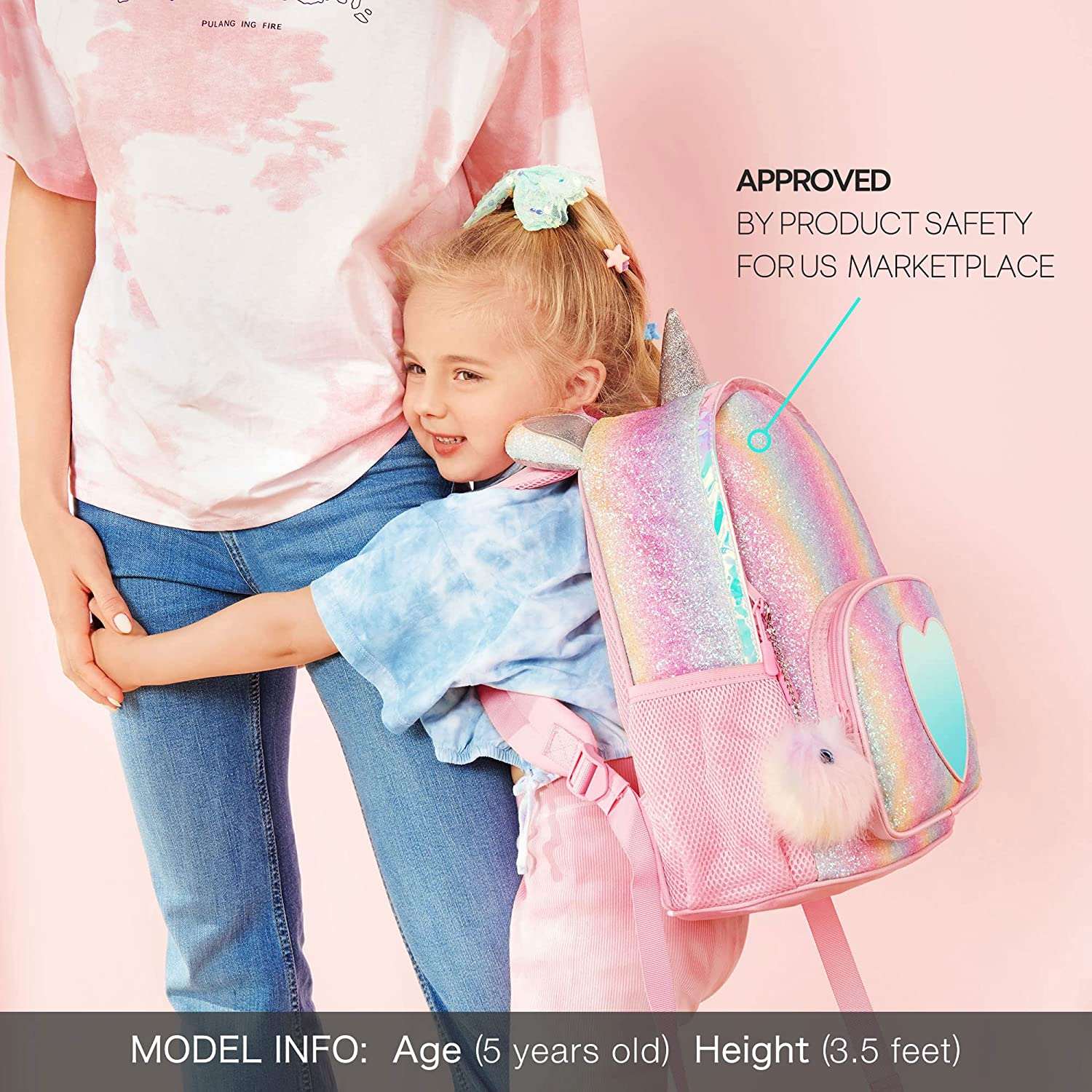 Barbie Pink Unicorn Backpack Rainbow School Bag New School Bag for Girls#2